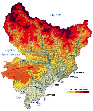 carte du relief des Alpes-Maritimes